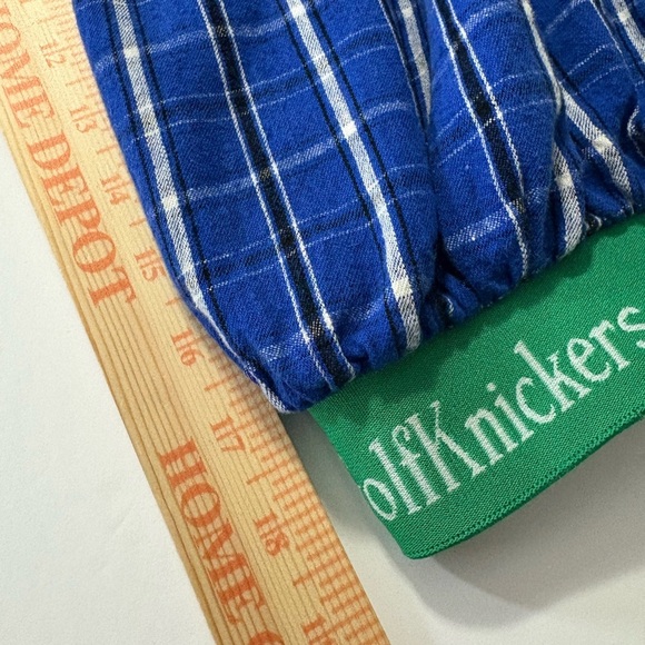 Men’s Blue Plaid Golf Knickers Pants with Green Cuffs. Comfort Elastic Sides. - Picture 9 of 12